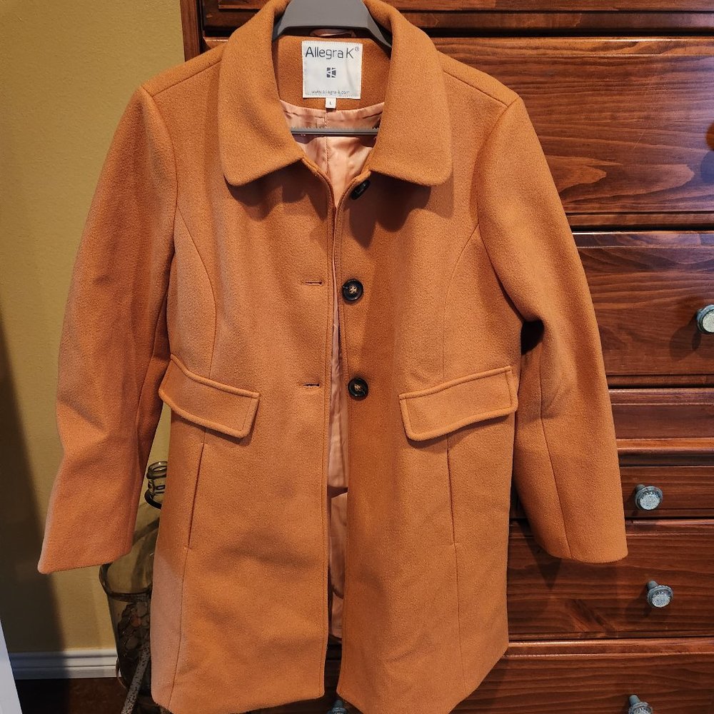 Allegra K Camel Brown Peter Pan Collar Coat